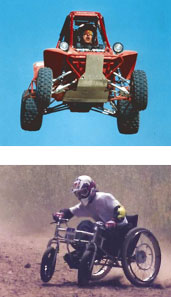 Andrew catching air in an ATV and mountain biking.